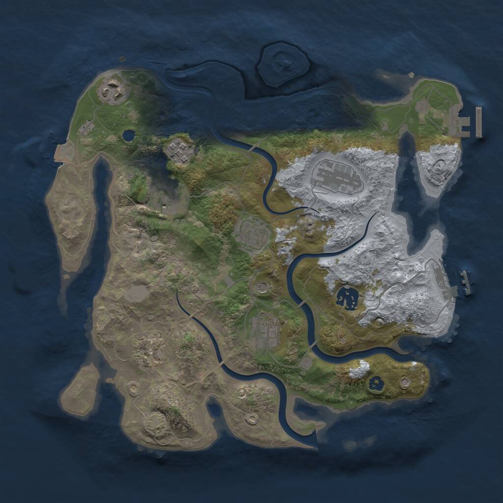 Rust Map: Procedural Map, Size: 3300, Seed: 1700660489, 13 Monuments