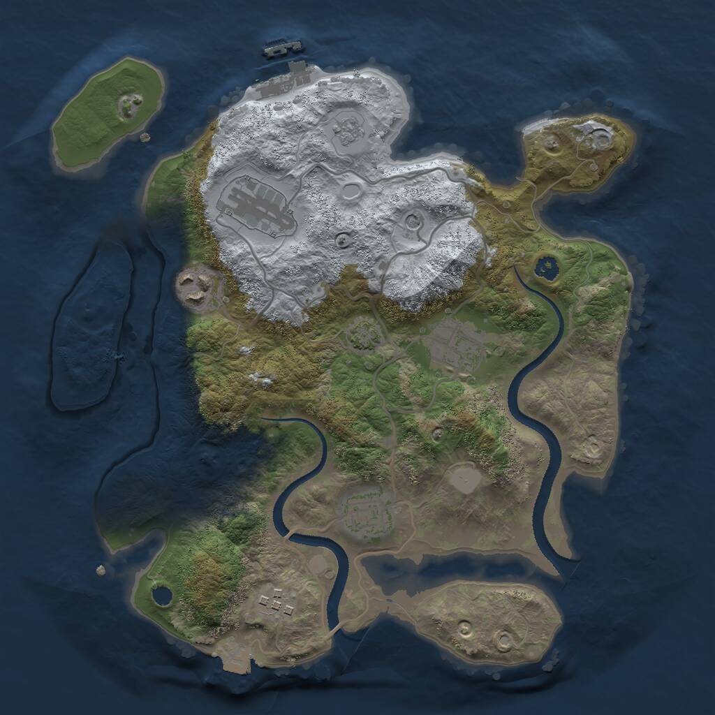 Rust Map: Procedural Map, Size: 3000, Seed: 3484728, 10 Monuments