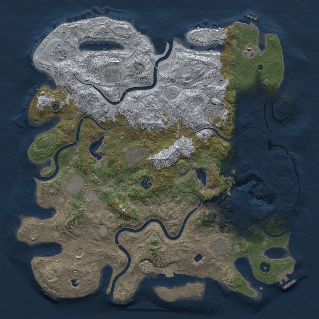 Rust Map: Procedural Map, Size: 4500, Seed: 988546772, 16 Monuments