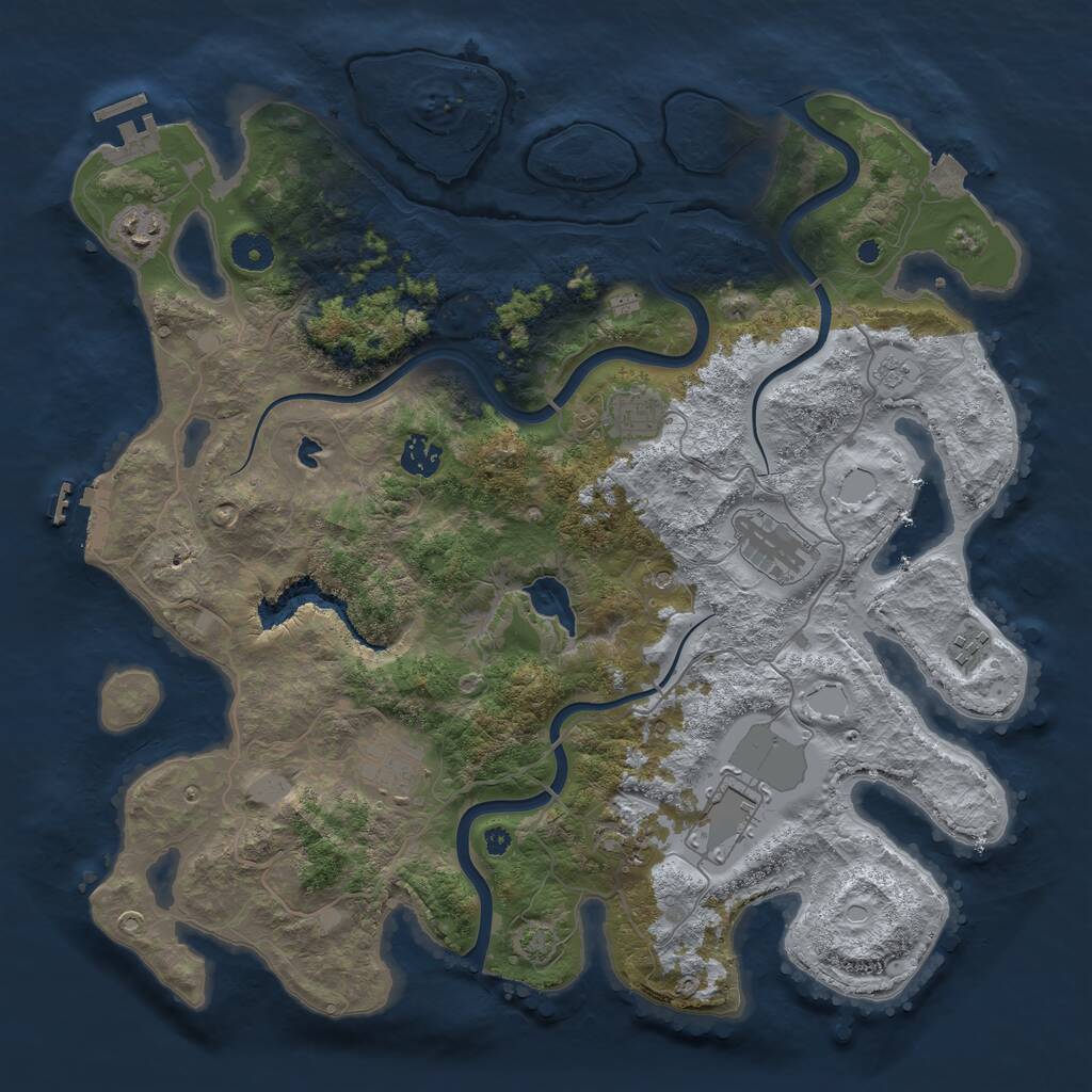 Rust Map: Procedural Map, Size: 4000, Seed: 51923, 14 Monuments