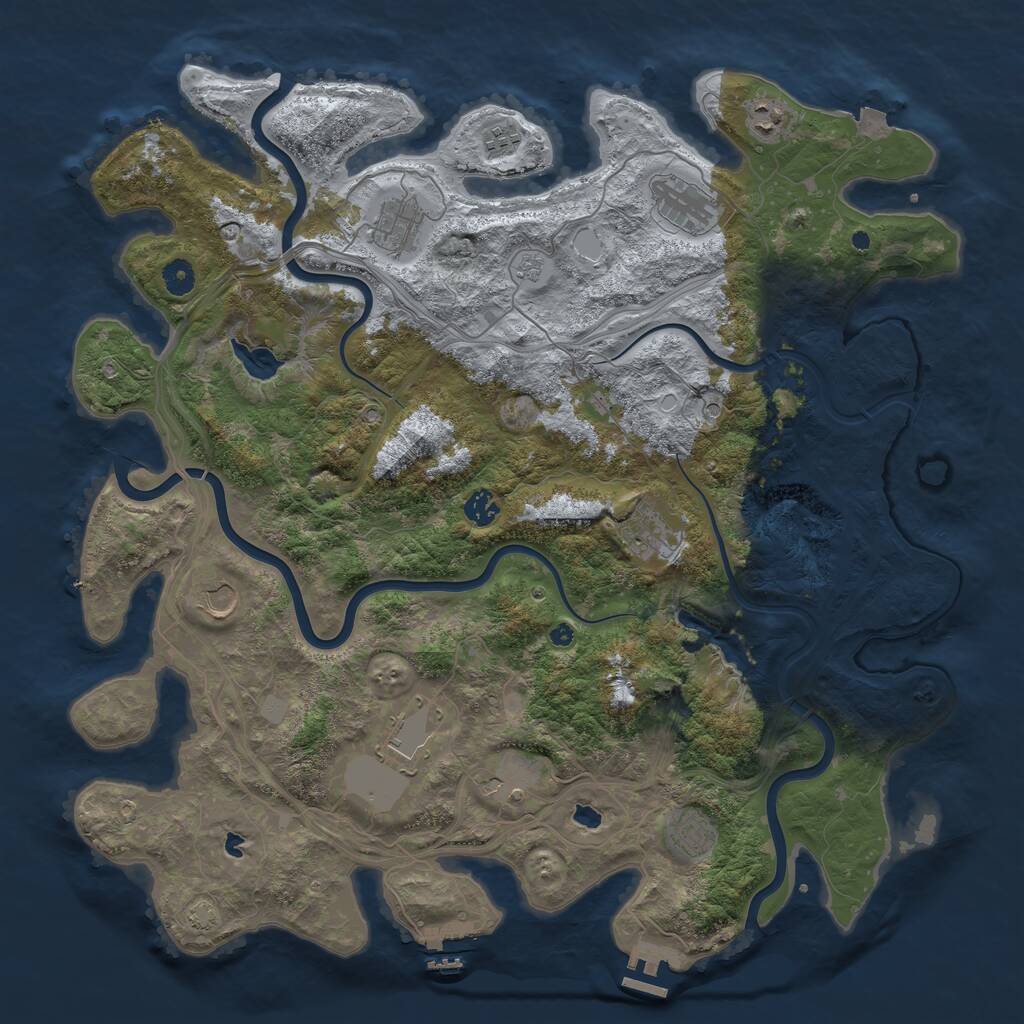 Rust Map: Procedural Map, Size: 4500, Seed: 1895774643, 16 Monuments