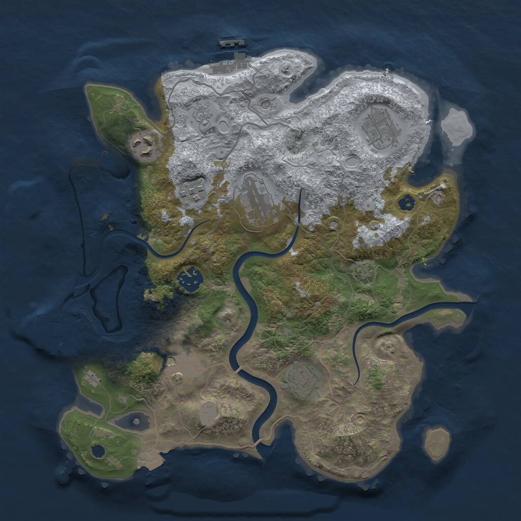 Rust Map: Procedural Map, Size: 3250, Seed: 671704792, 13 Monuments