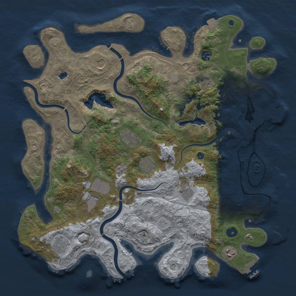 Rust Map: Procedural Map, Size: 4250, Seed: 71522566, 16 Monuments