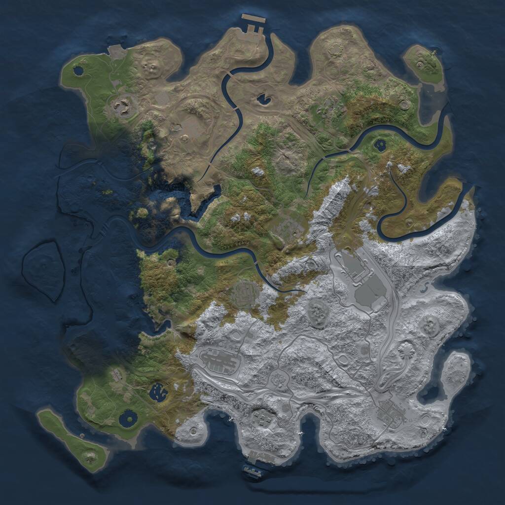 Rust Map: Procedural Map, Size: 4250, Seed: 663926101, 16 Monuments