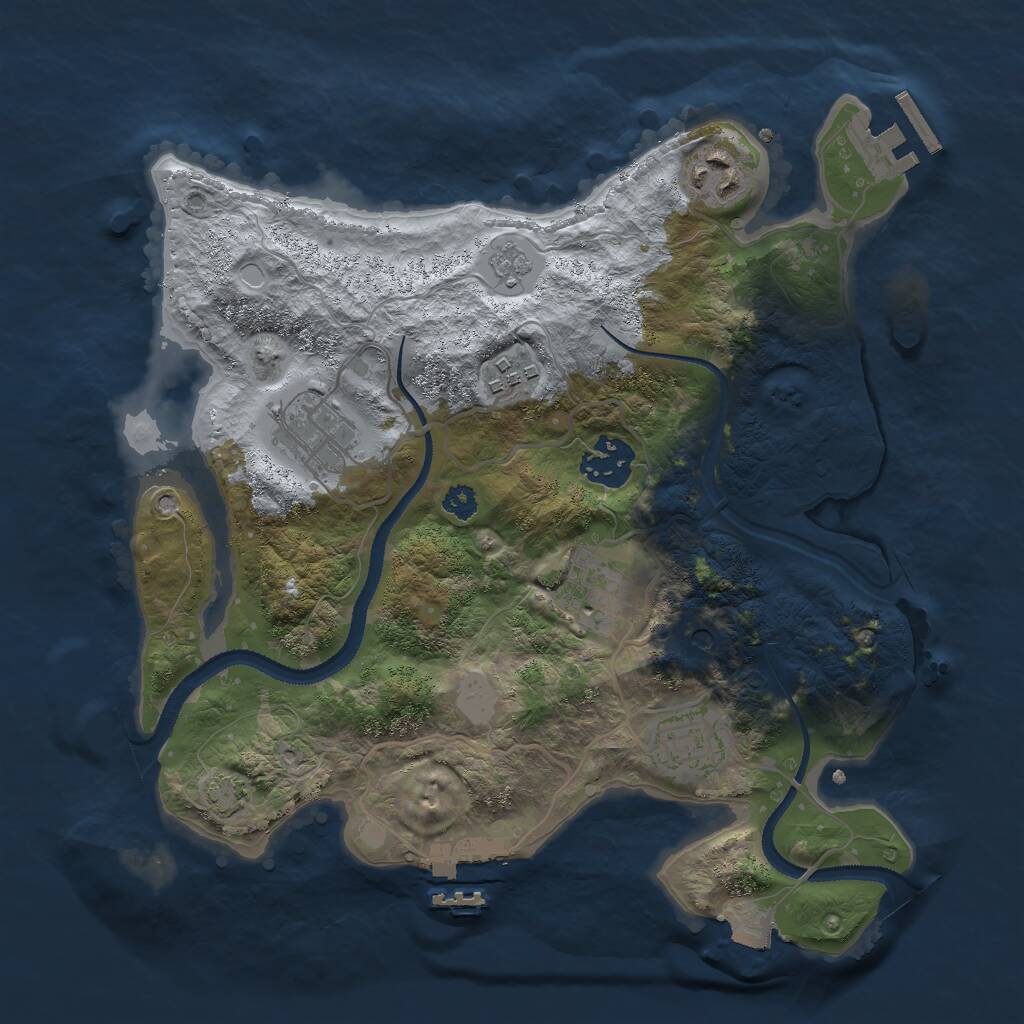 Rust Map: Procedural Map, Size: 3000, Seed: 784092534, 12 Monuments