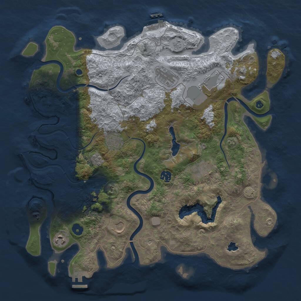 Rust Map: Procedural Map, Size: 4001, Seed: 22222412, 14 Monuments