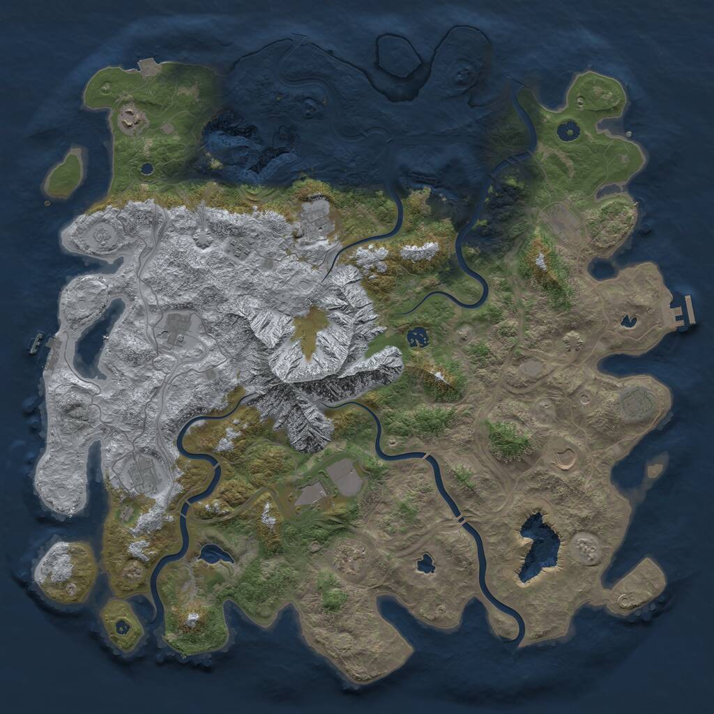 Rust Map: Procedural Map, Size: 5000, Seed: 1465580246, 17 Monuments