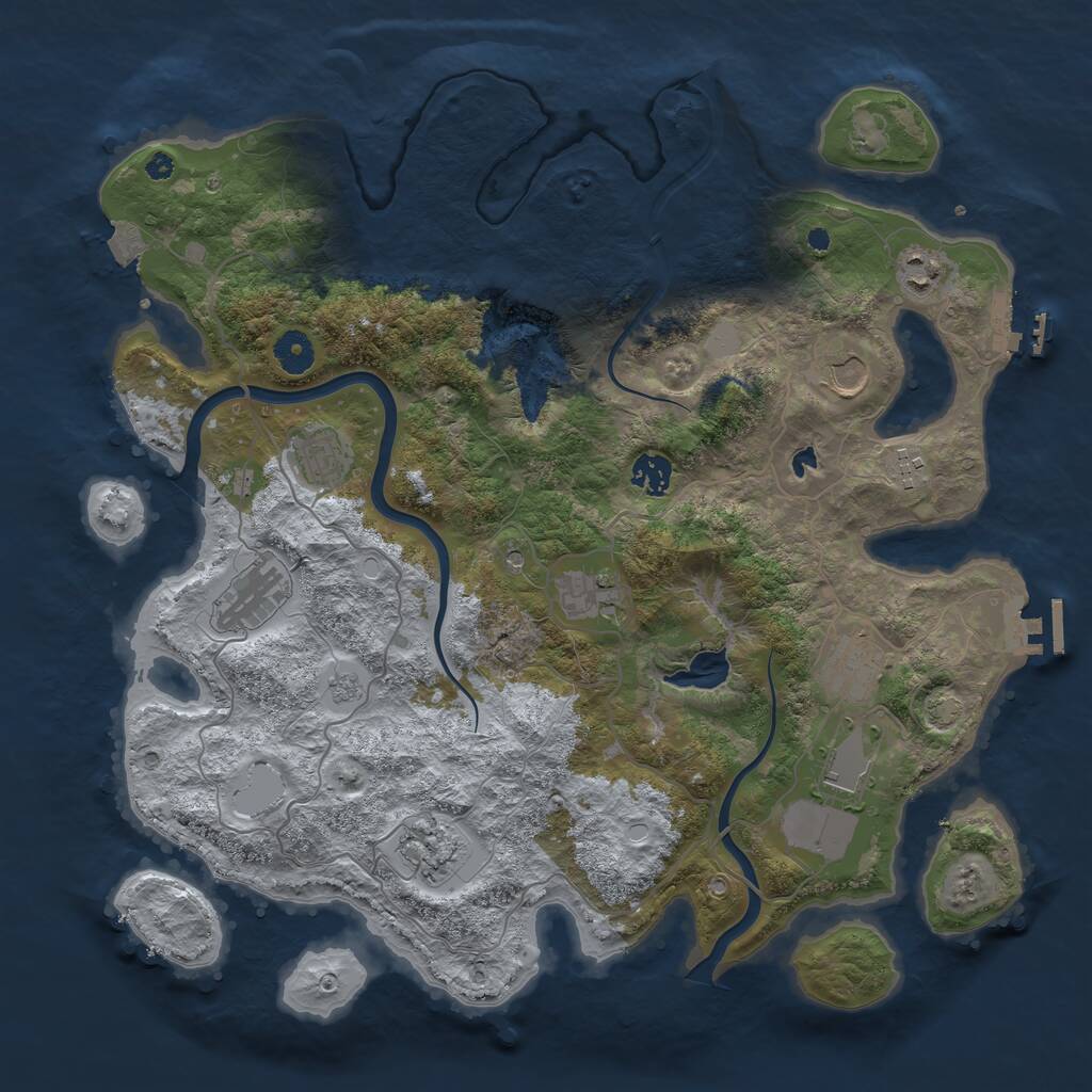 Rust Map: Procedural Map, Size: 4000, Seed: 1228594631, 16 Monuments