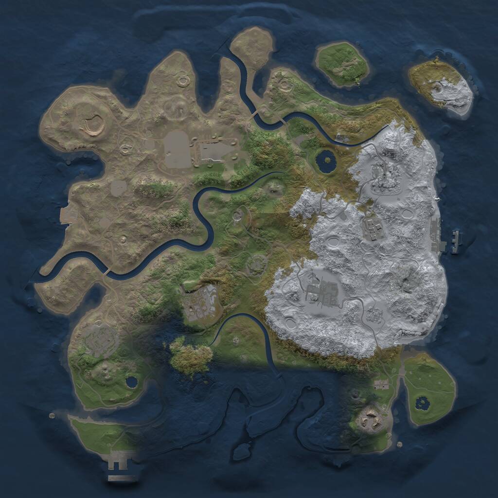 Rust Map: Procedural Map, Size: 3500, Seed: 58268343, 14 Monuments