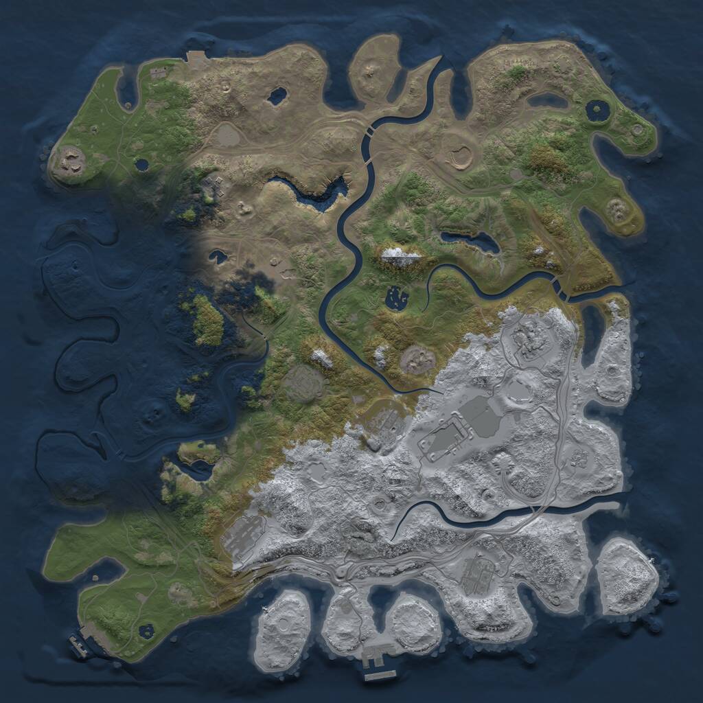 Rust Map: Procedural Map, Size: 4500, Seed: 2074186490, 17 Monuments