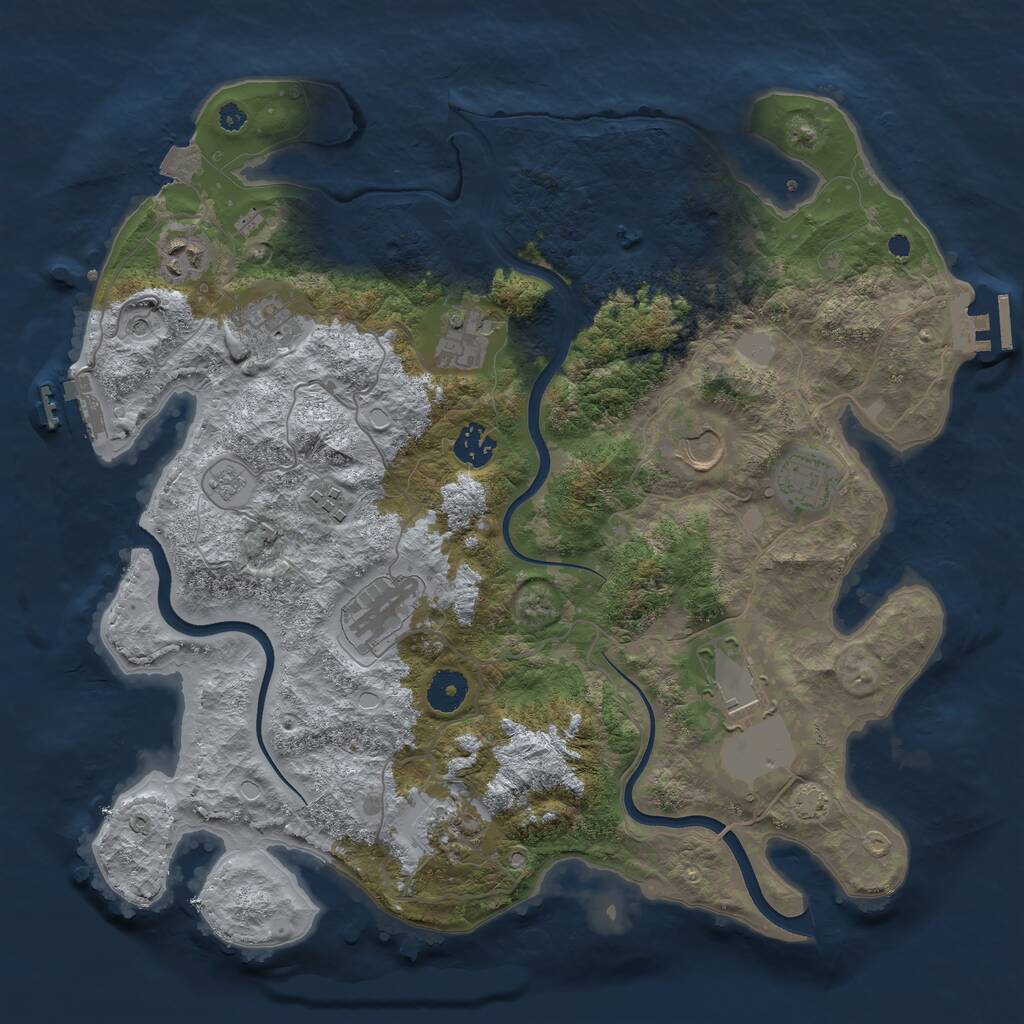 Rust Map: Procedural Map, Size: 3750, Seed: 1897507005, 16 Monuments