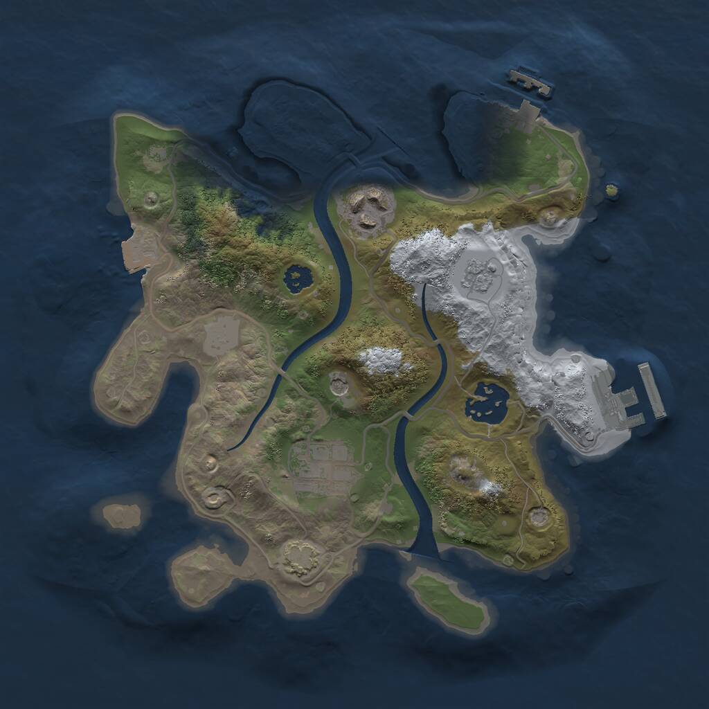 Rust Map: Procedural Map, Size: 2500, Seed: 2078617924, 9 Monuments