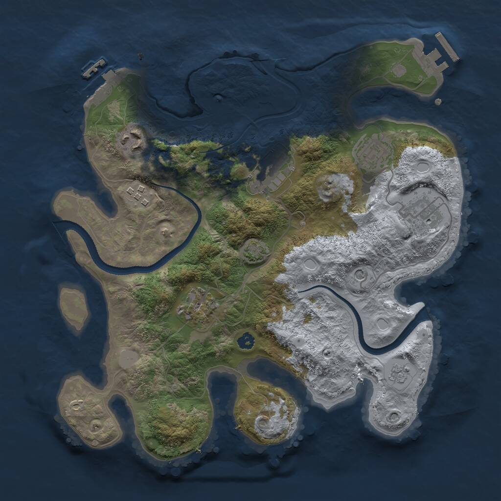 Rust Map: Procedural Map, Size: 3000, Seed: 53156, 12 Monuments