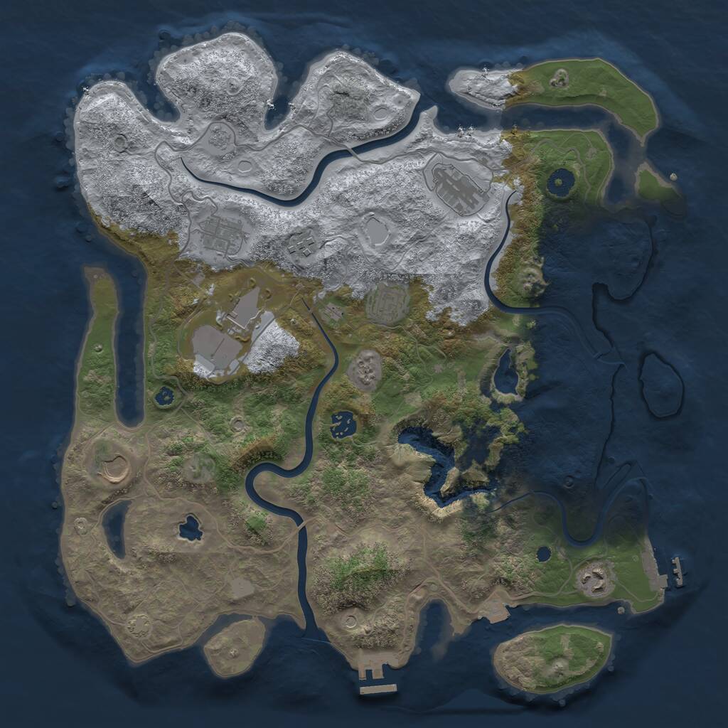 Rust Map: Procedural Map, Size: 4000, Seed: 2073525905, 14 Monuments