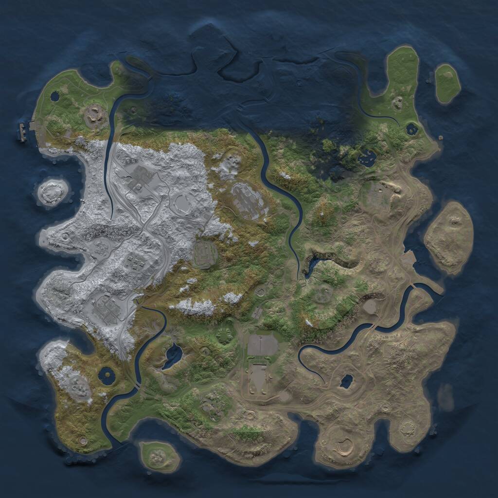 Rust Map: Procedural Map, Size: 4300, Seed: 1406906273, 17 Monuments