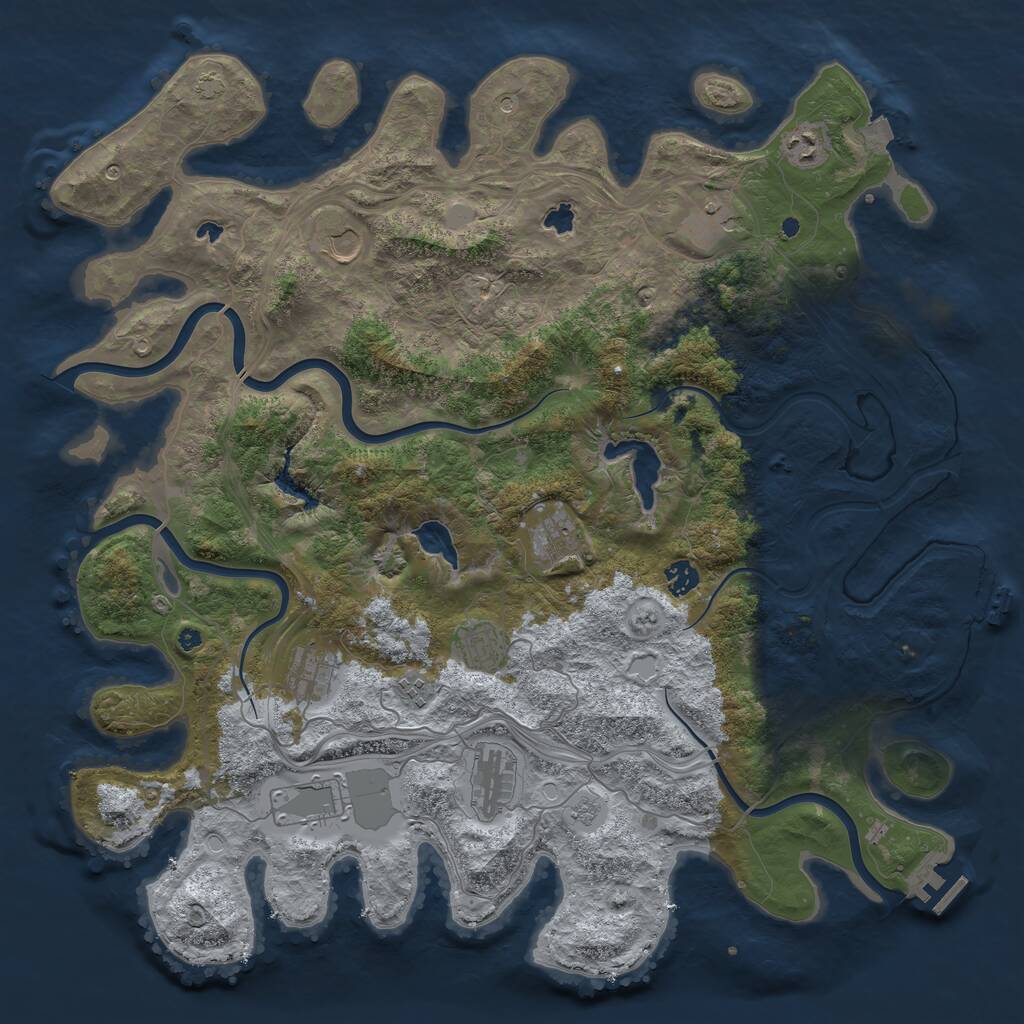 Rust Map: Procedural Map, Size: 4500, Seed: 1102838376, 16 Monuments