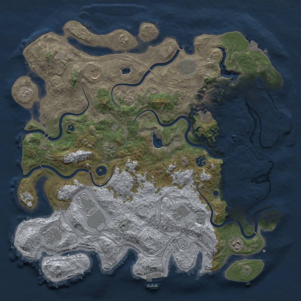Rust Map: Procedural Map, Size: 4400, Seed: 1663386742, 16 Monuments