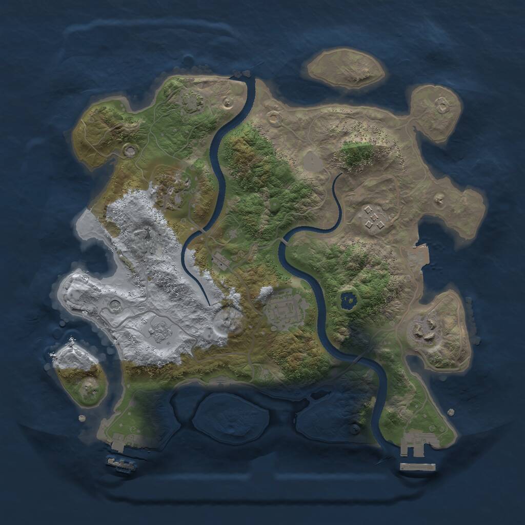 Rust Map: Procedural Map, Size: 3000, Seed: 84782803, 10 Monuments