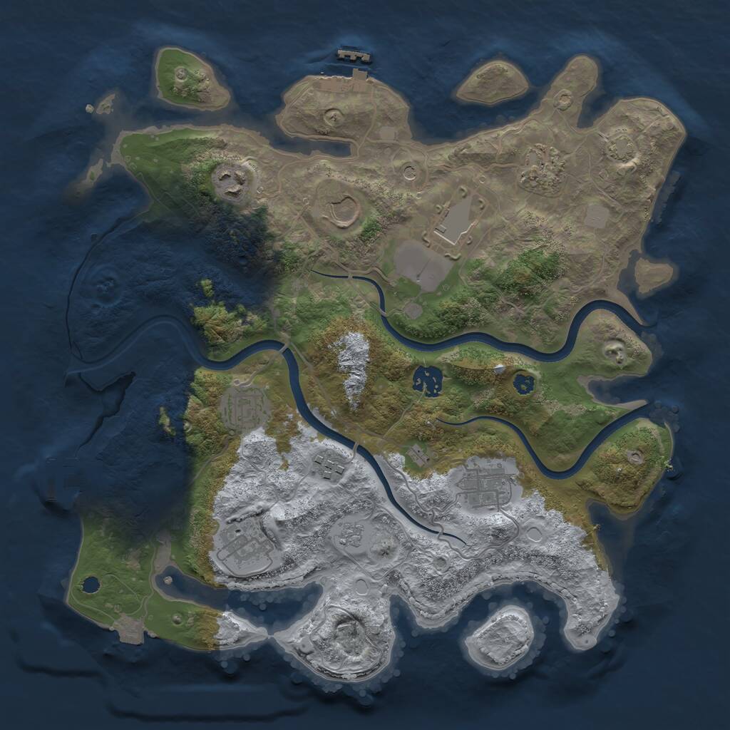 Rust Map: Procedural Map, Size: 3500, Seed: 1220335145, 15 Monuments