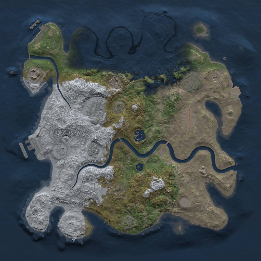 Rust Map: Procedural Map, Size: 3250, Seed: 1897507005, 13 Monuments