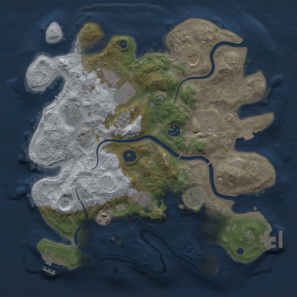 Rust Map: Procedural Map, Size: 3500, Seed: 725307013, 15 Monuments