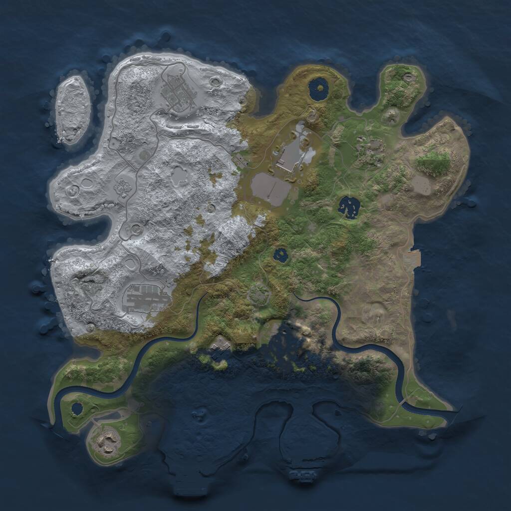 Rust Map: Procedural Map, Size: 3500, Seed: 1954644044, 14 Monuments