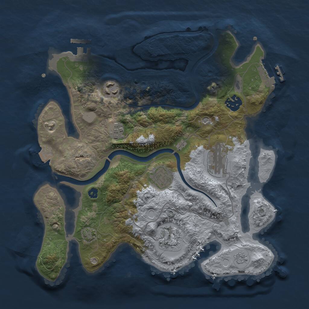 Rust Map: Procedural Map, Size: 3000, Seed: 48569, 12 Monuments
