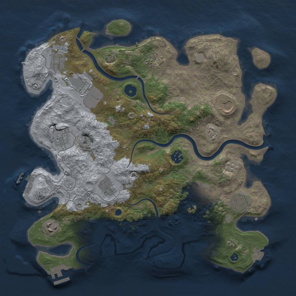 Rust Map: Procedural Map, Size: 3700, Seed: 1084694633, 17 Monuments