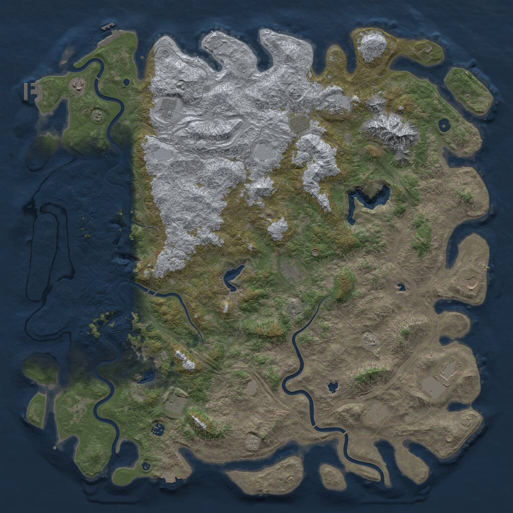 Rust Map: Procedural Map, Size: 6000, Seed: 1837917884, 17 Monuments