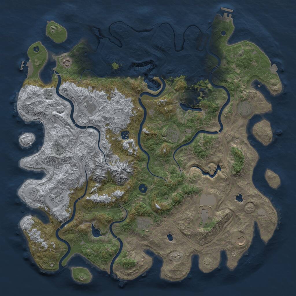 Rust Map: Procedural Map, Size: 5000, Seed: 1406906273, 16 Monuments
