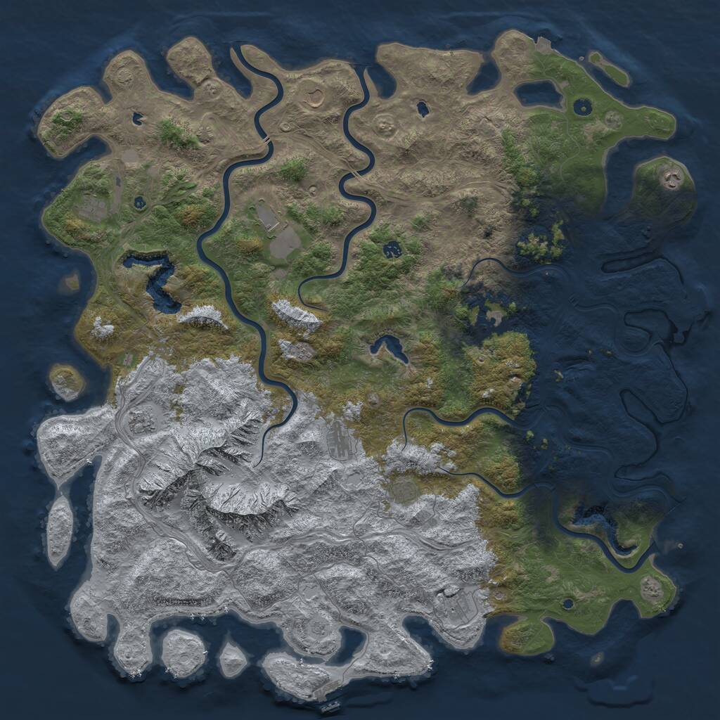Rust Map: Procedural Map, Size: 6000, Seed: 1250173652, 17 Monuments