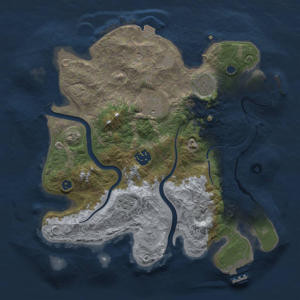 Rust Map: Procedural Map, Size: 3000, Seed: 58989, 10 Monuments