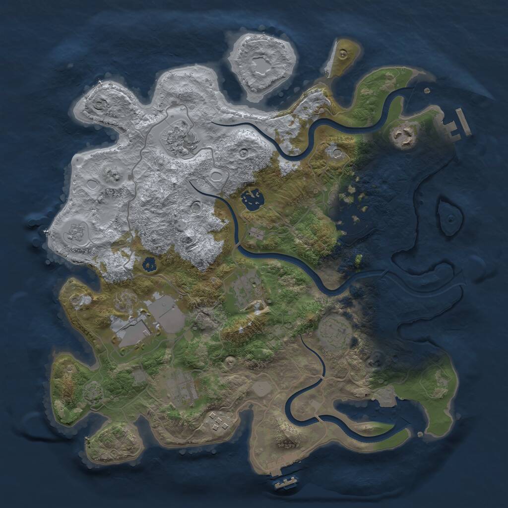 Rust Map: Procedural Map, Size: 3500, Seed: 434221647, 15 Monuments