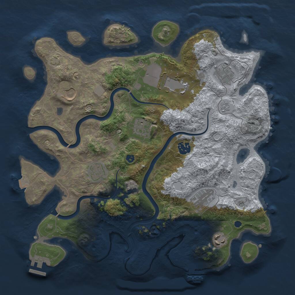 Rust Map: Procedural Map, Size: 3500, Seed: 1501643882, 15 Monuments