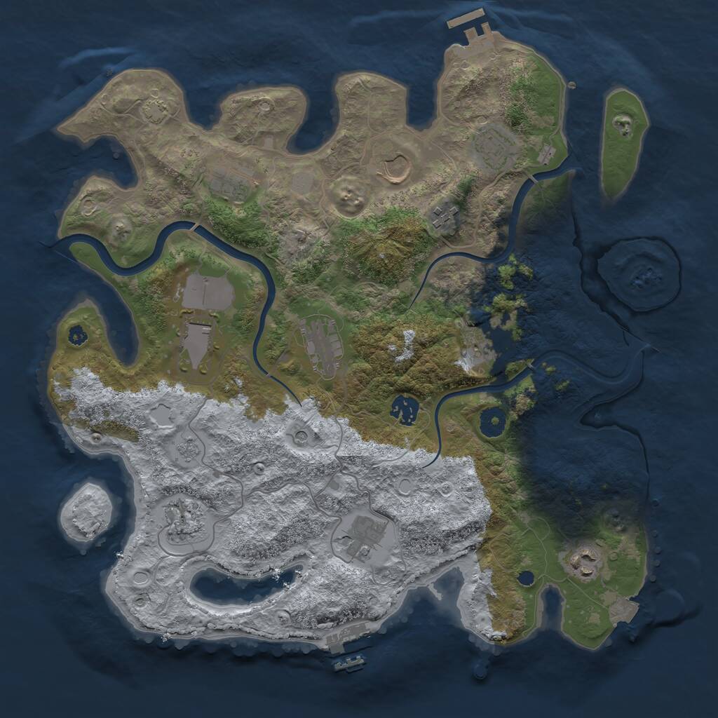 Rust Map: Procedural Map, Size: 3750, Seed: 1703893226, 17 Monuments