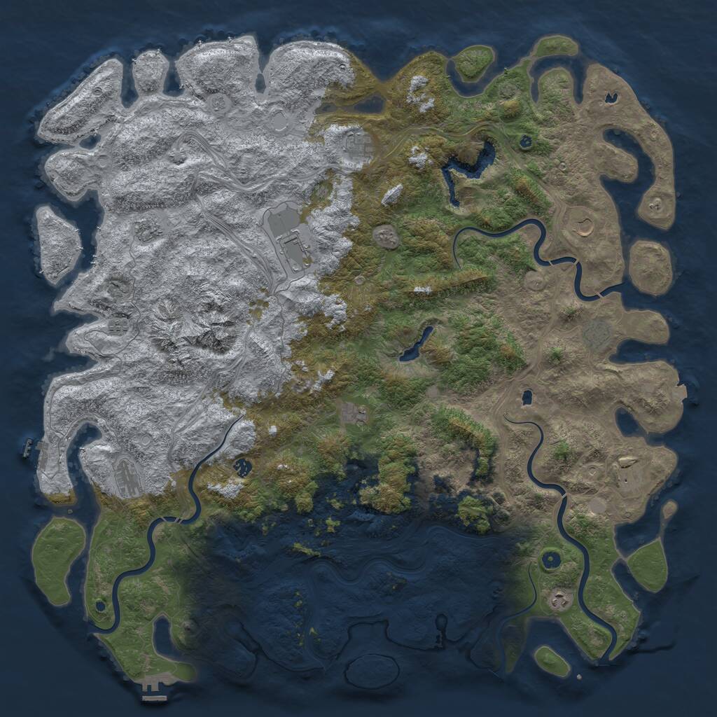 Rust Map: Procedural Map, Size: 6000, Seed: 50265, 17 Monuments