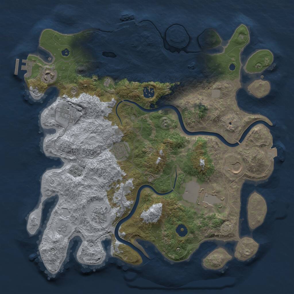 Rust Map: Procedural Map, Size: 3750, Seed: 571006982, 14 Monuments