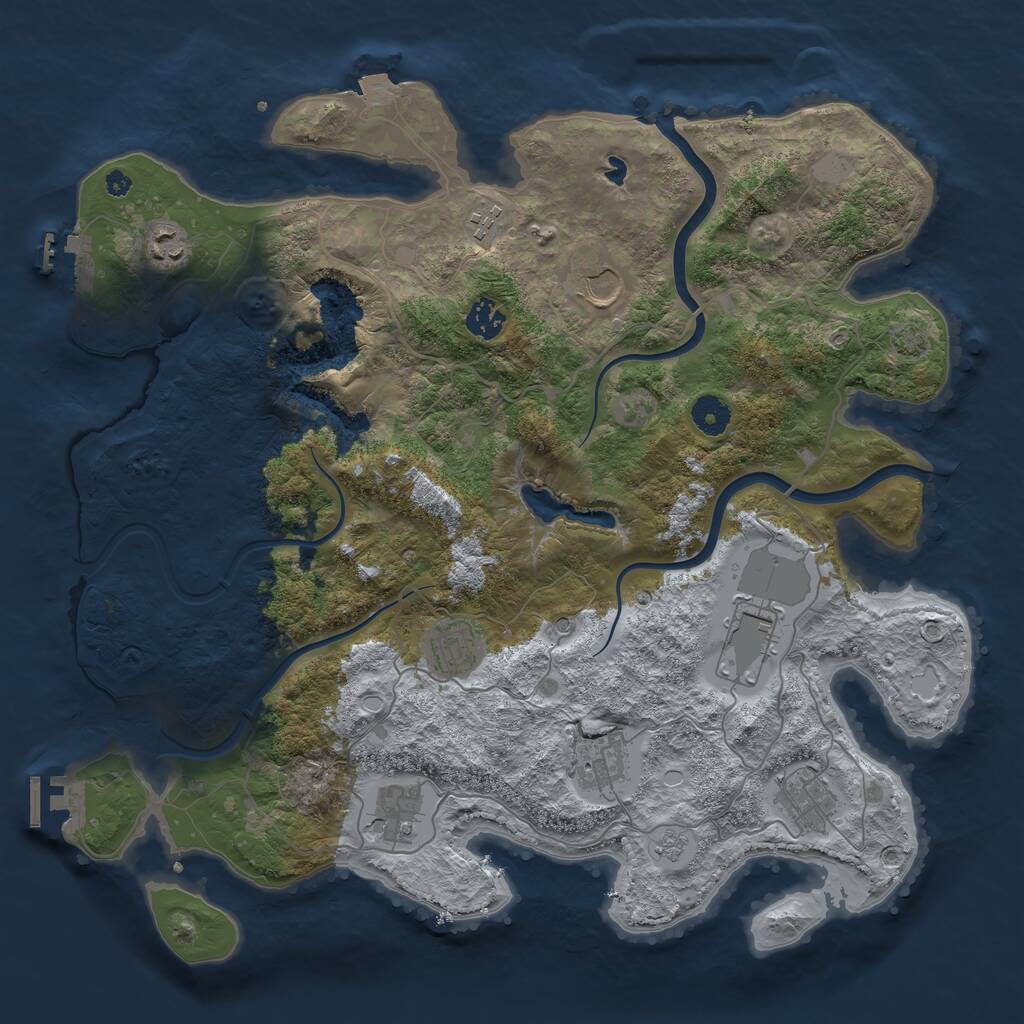 Rust Map: Procedural Map, Size: 4000, Seed: 1228594632, 15 Monuments