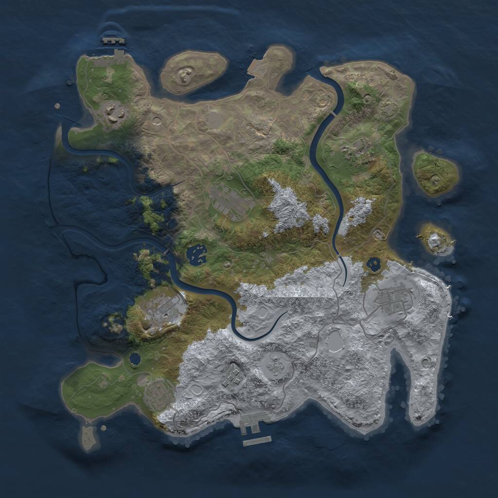 Rust Map: Procedural Map, Size: 3500, Seed: 6465646, 14 Monuments