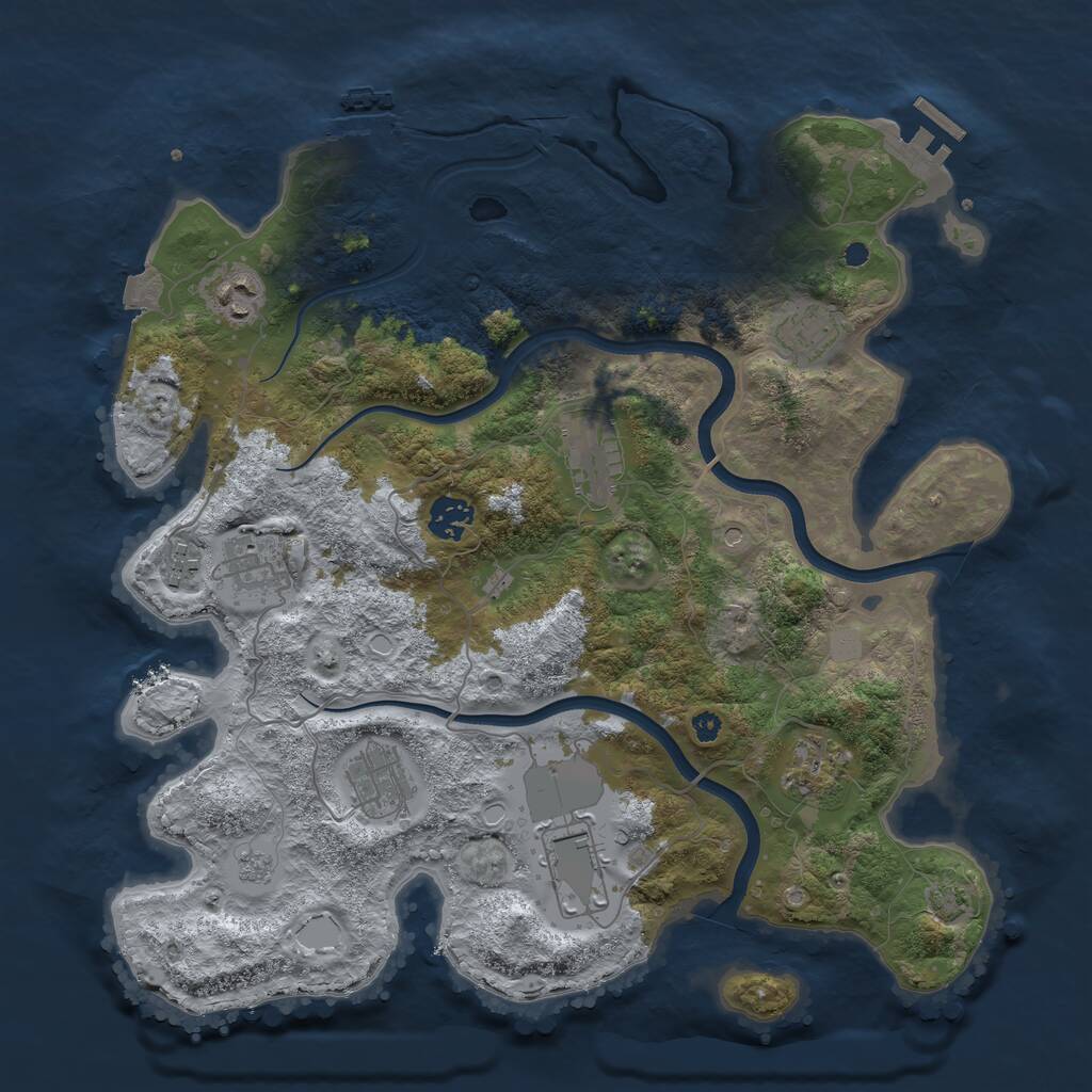 Rust Map: Procedural Map, Size: 3700, Seed: 1187334143, 15 Monuments