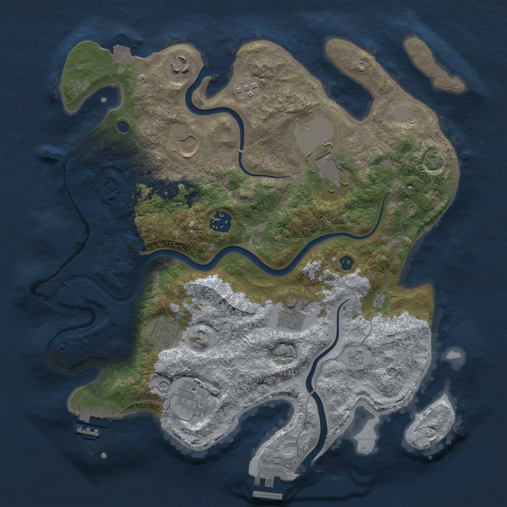 Rust Map: Procedural Map, Size: 3500, Seed: 392723826, 14 Monuments