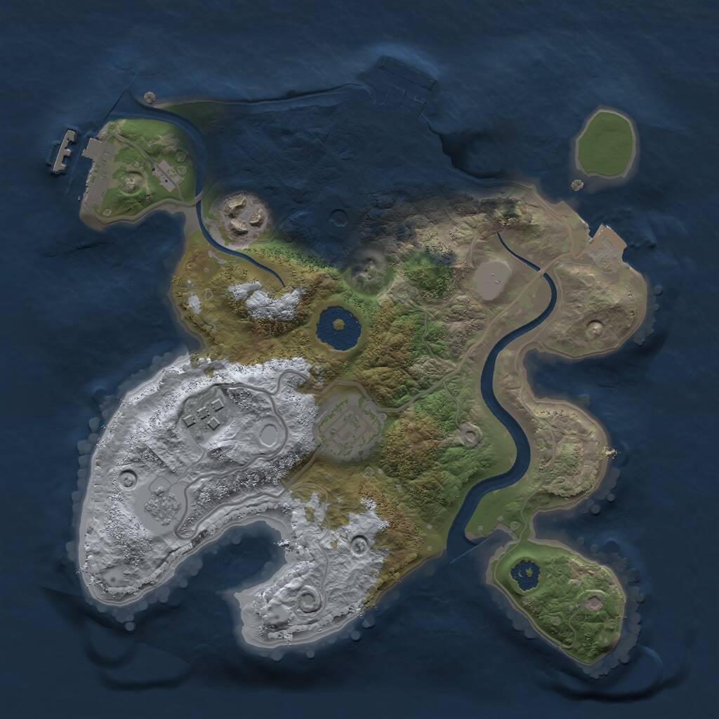 Rust Map: Procedural Map, Size: 2500, Seed: 752663039, 8 Monuments