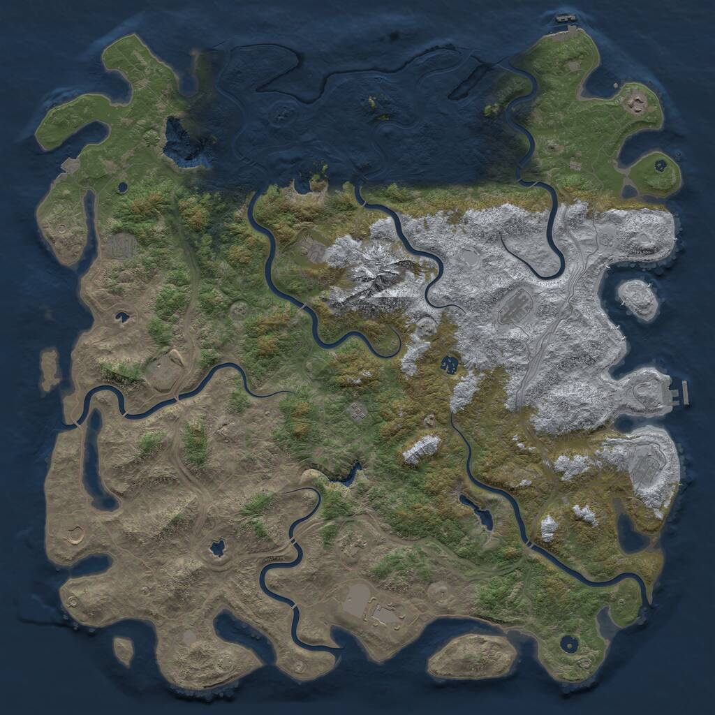 Rust Map: Procedural Map, Size: 6000, Seed: 267081400, 17 Monuments