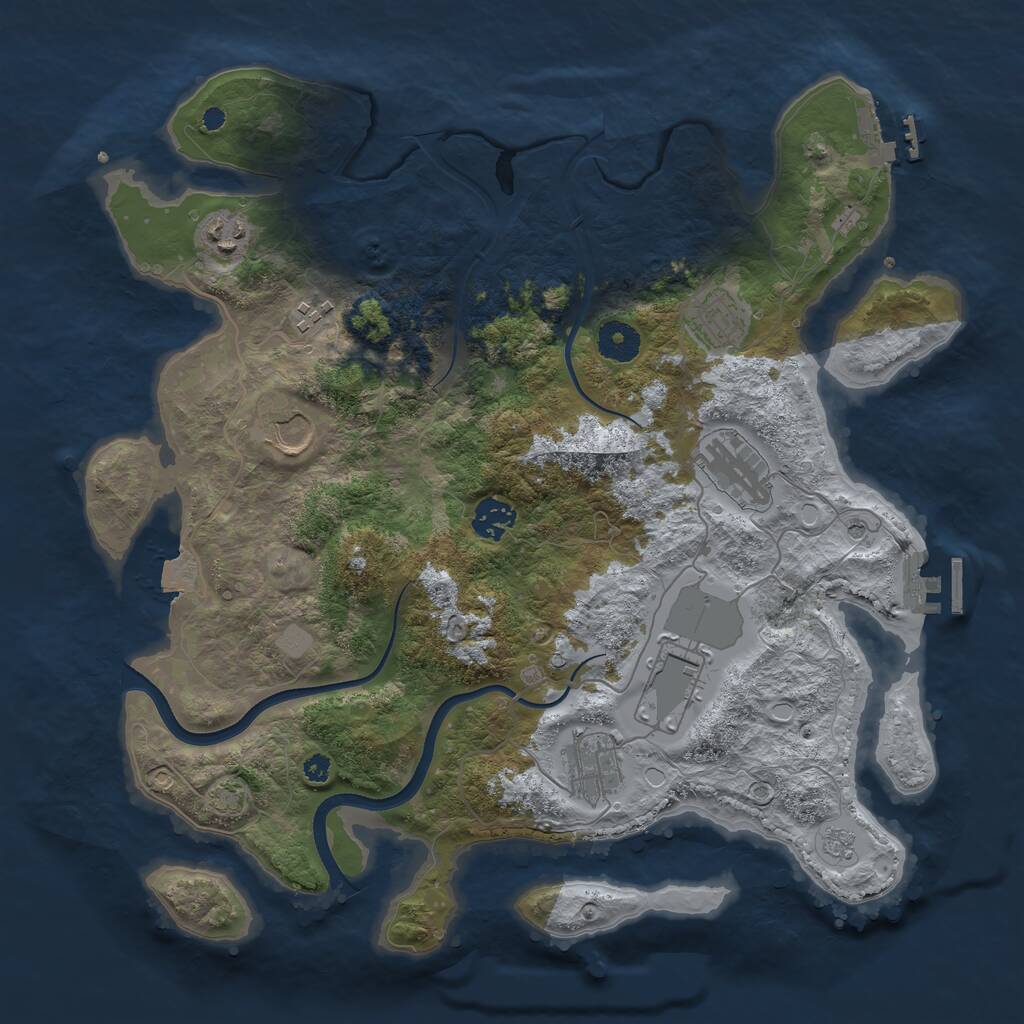 Rust Map: Procedural Map, Size: 3700, Seed: 795002270, 14 Monuments