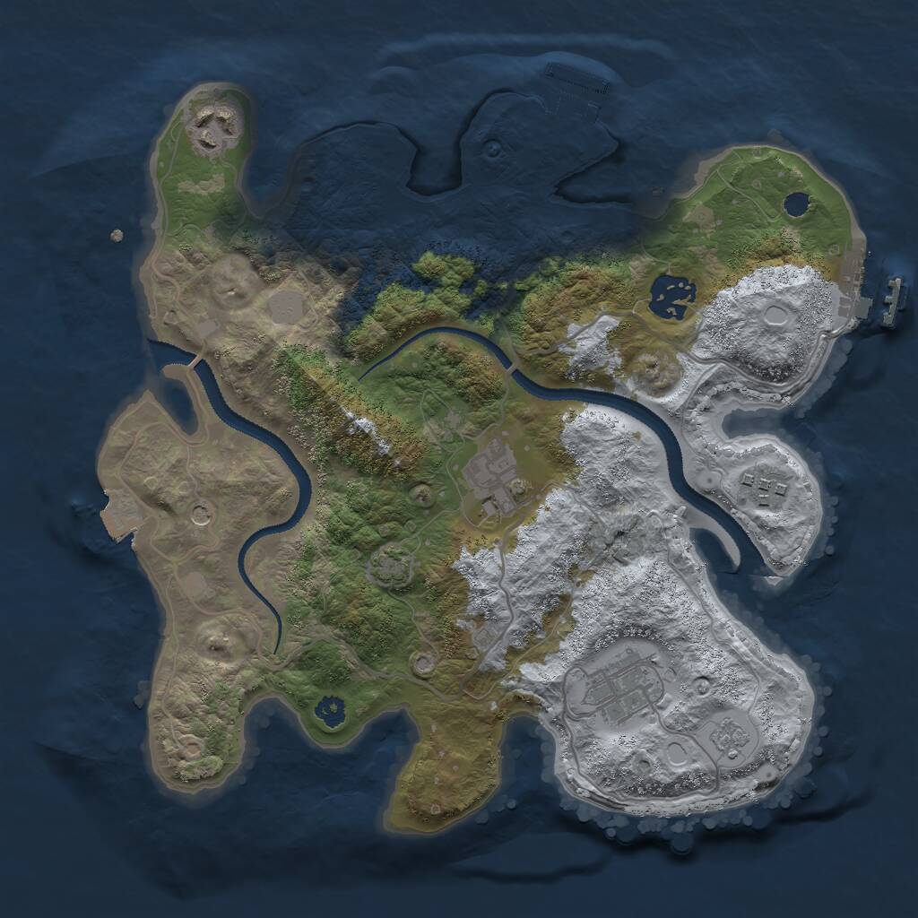 Rust Map: Procedural Map, Size: 3000, Seed: 1400682457, 11 Monuments