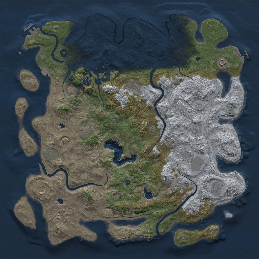 Rust Map: Procedural Map, Size: 4800, Seed: 1026445505, 17 Monuments