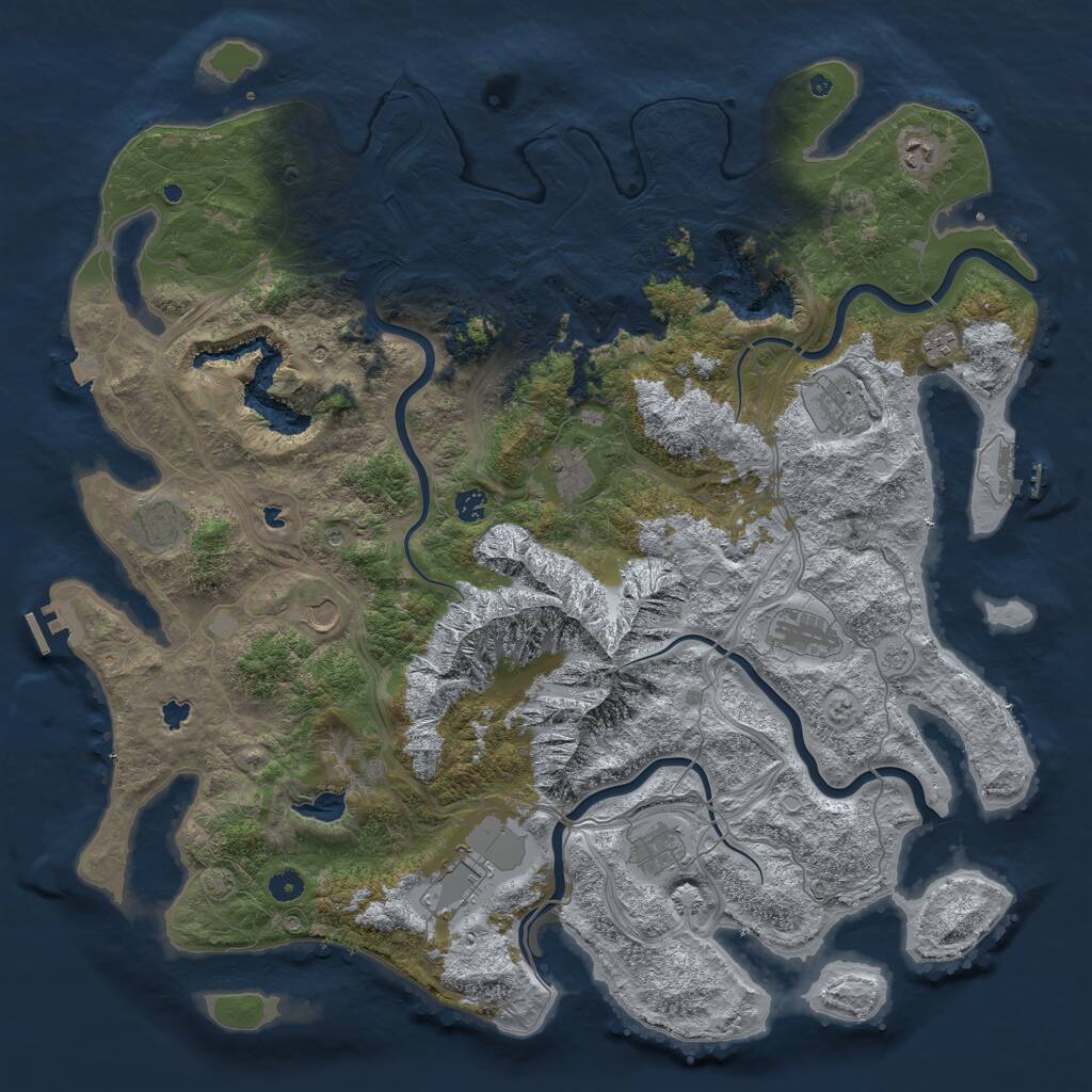 Rust Map: Procedural Map, Size: 5000, Seed: 1806701984, 16 Monuments