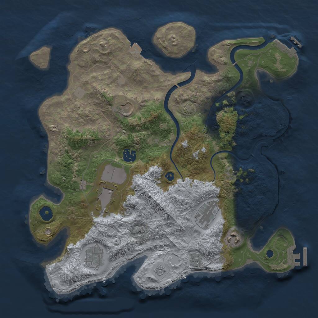 Rust Map: Procedural Map, Size: 3500, Seed: 1523724174, 13 Monuments