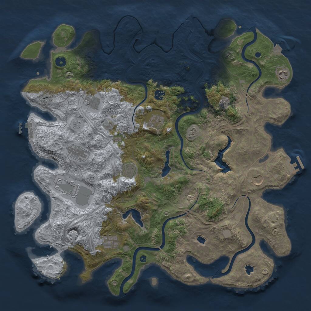Rust Map: Procedural Map, Size: 4500, Seed: 1710309297, 16 Monuments