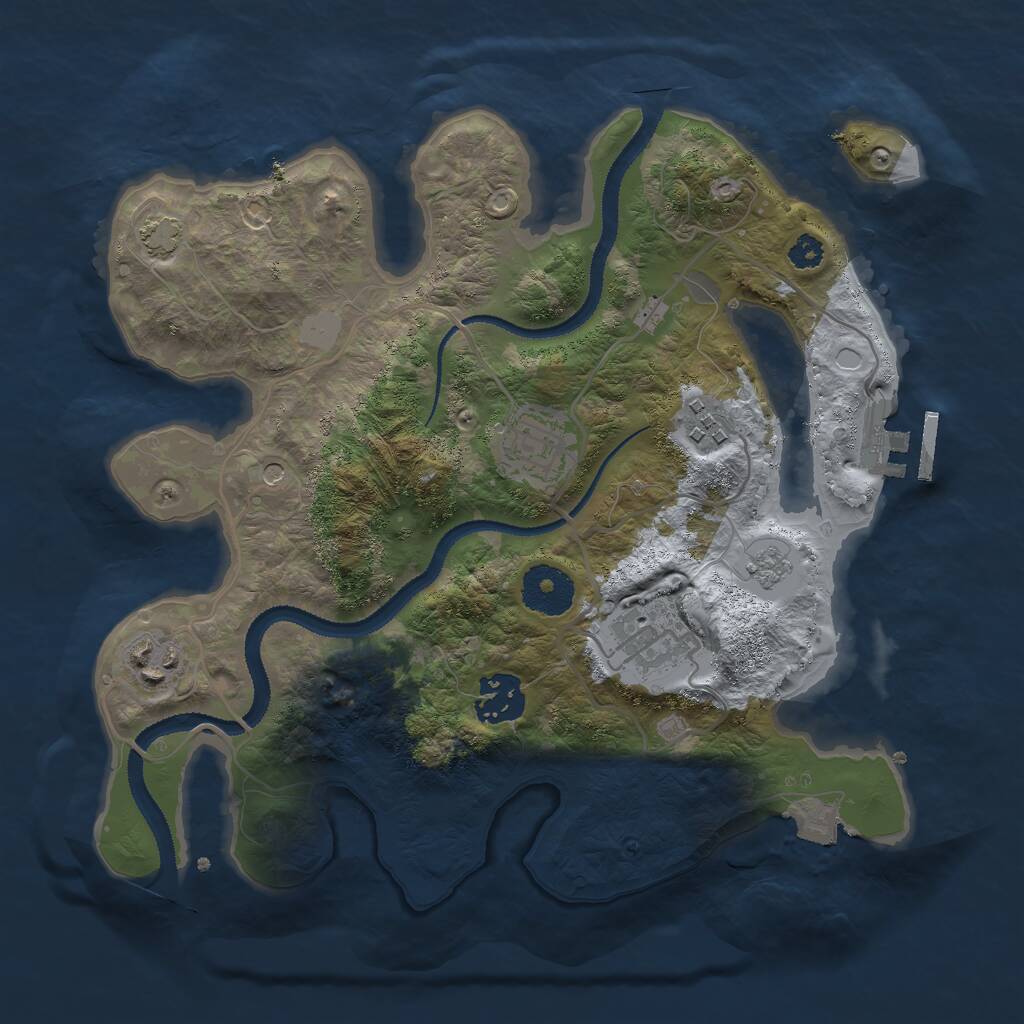 Rust Map: Procedural Map, Size: 3000, Seed: 93529, 10 Monuments